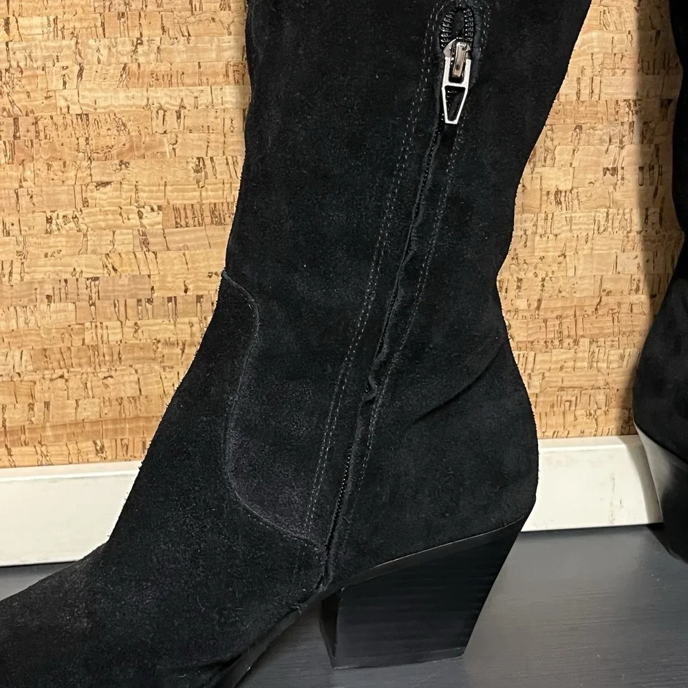Dolce Vita Boots Knee High Boot Women Us 10 Black Suede Zipper Closure Worn Once